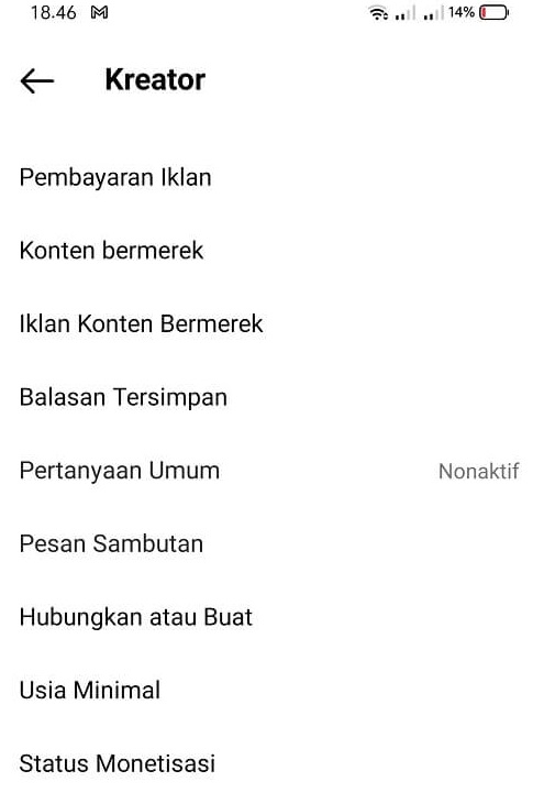 menu-menu yang ada di fitur kreator instagram