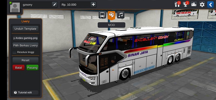 Bus Sinar Jaya Avante H9 Tronton Full Anim