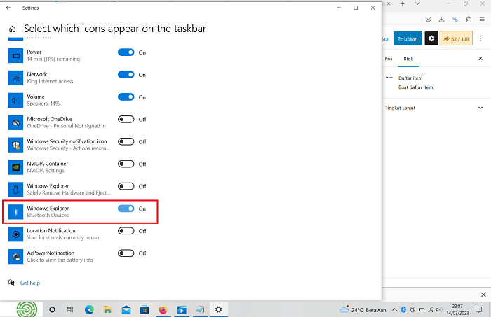 cara menampilkan icon bluetooth di taskbar windows