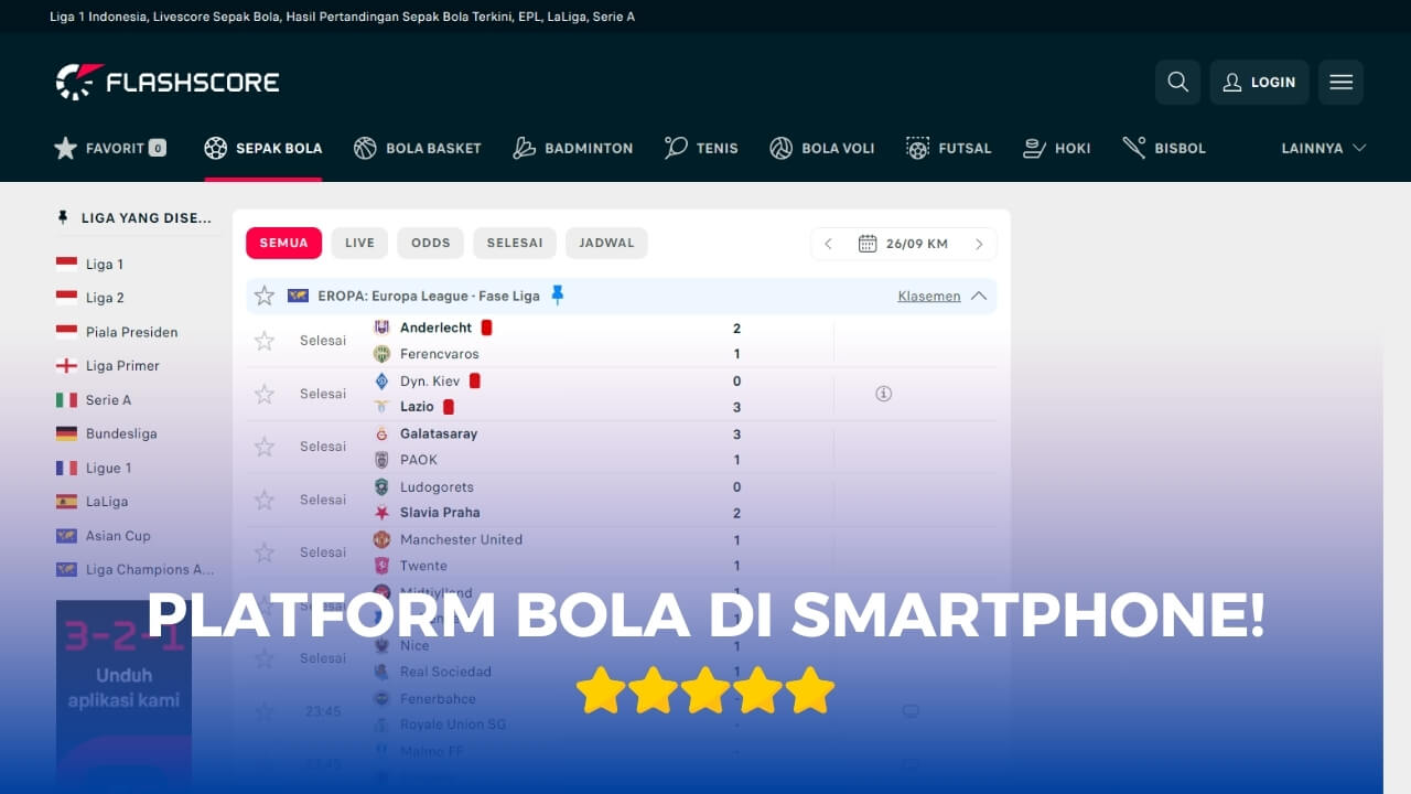 Review Flashscore Bisa Livescore dan Cek Jadwal Bola Langsung di Smartphone! (2)